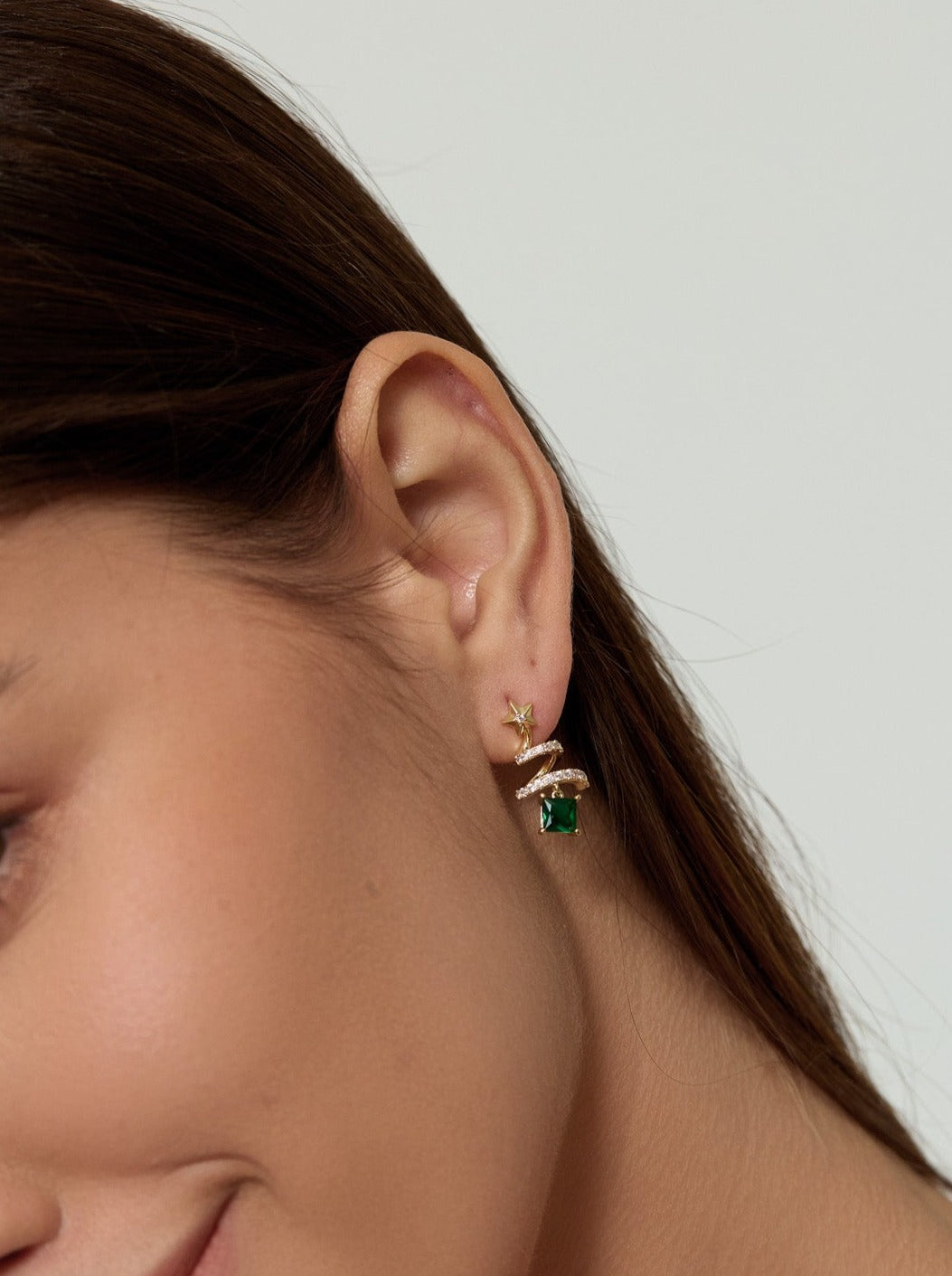 Swirl Christmas Tree Asymmetric Earrings