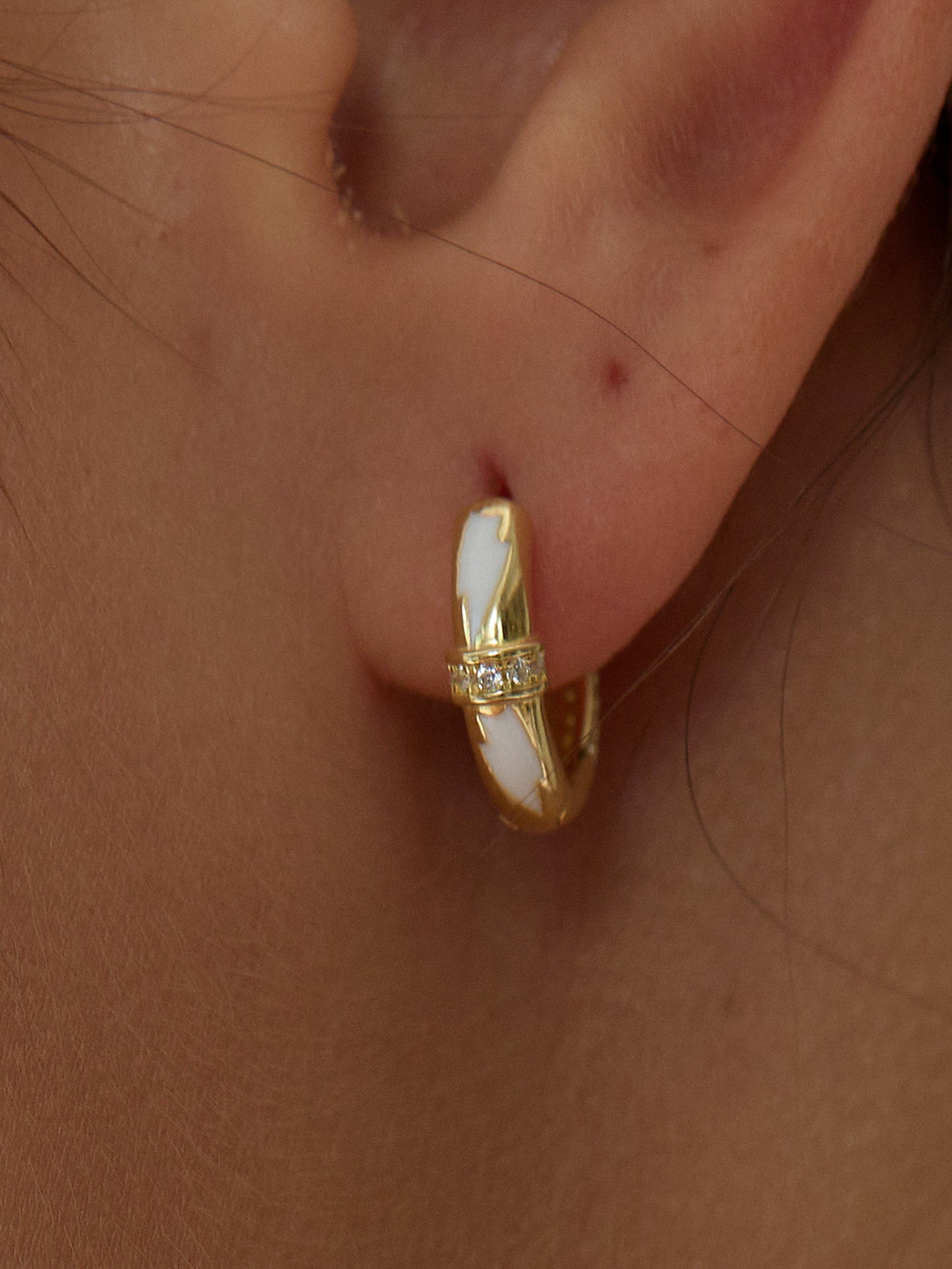 14K/White Gold Plated Flash Mini Hoops