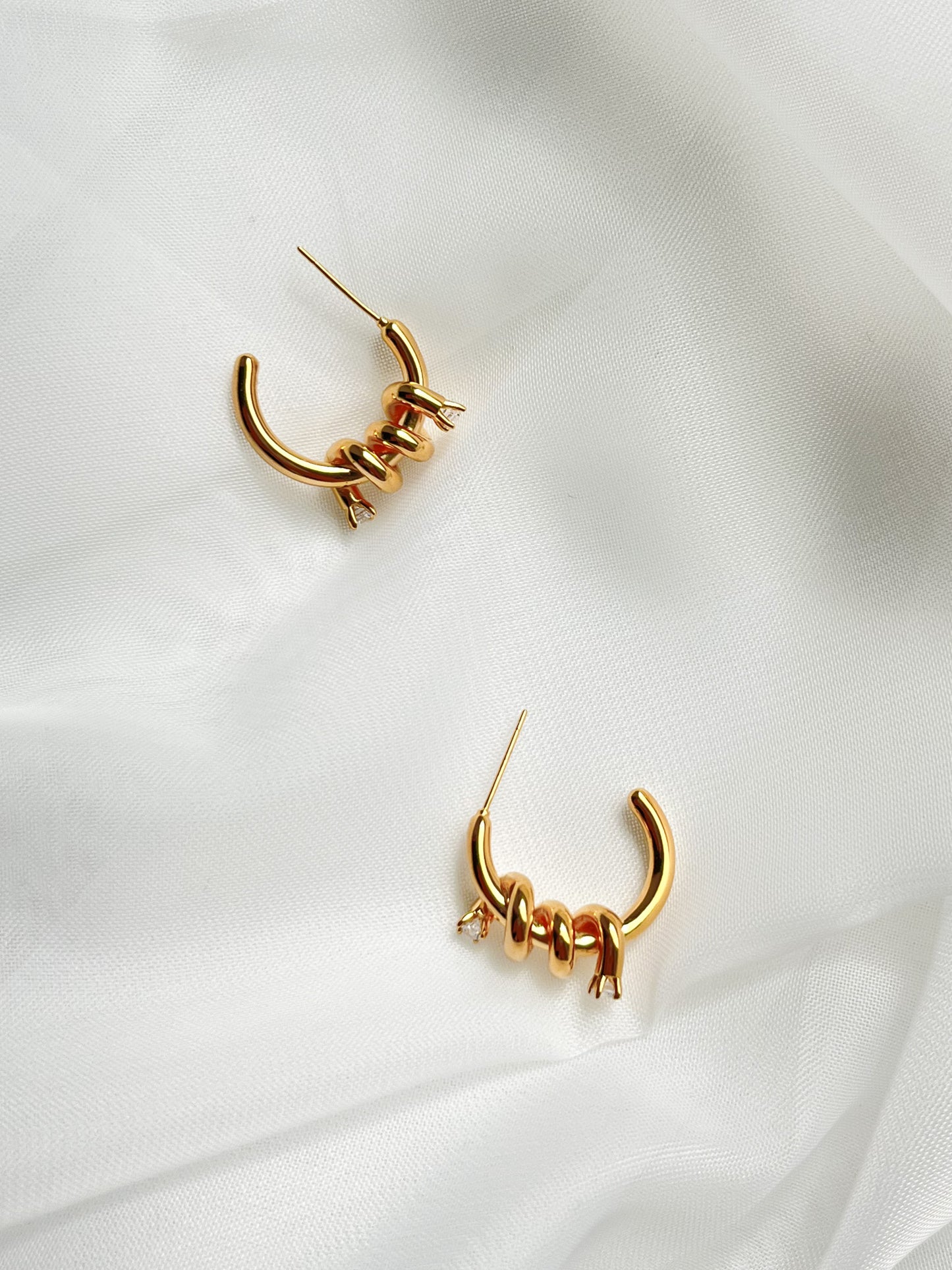24K/White Gold Plated Silver Radiant Twist Earrings