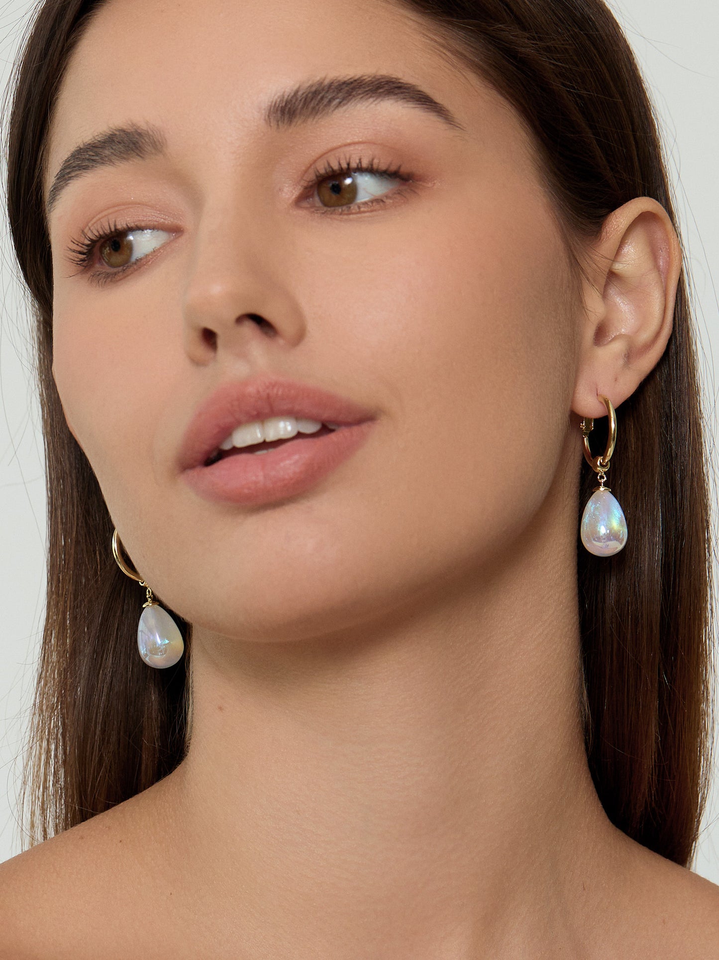 Loire Mermaid Pearl Drop Hoop Earrings