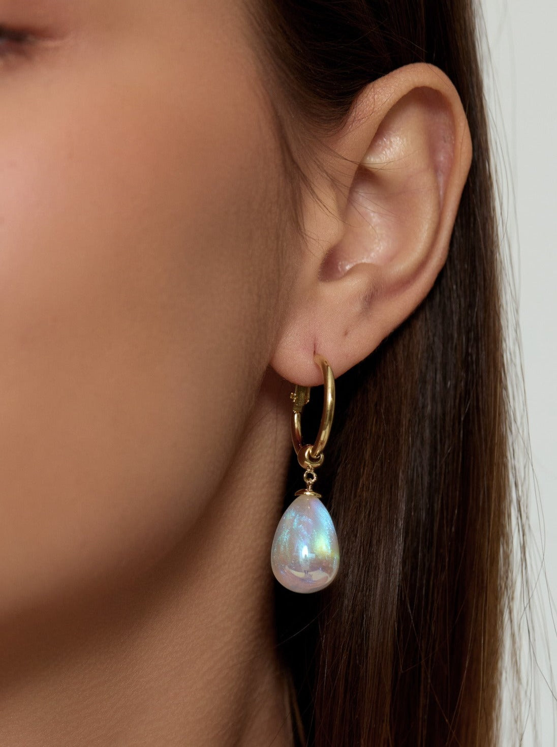 Loire Mermaid Pearl Drop Hoop Earrings
