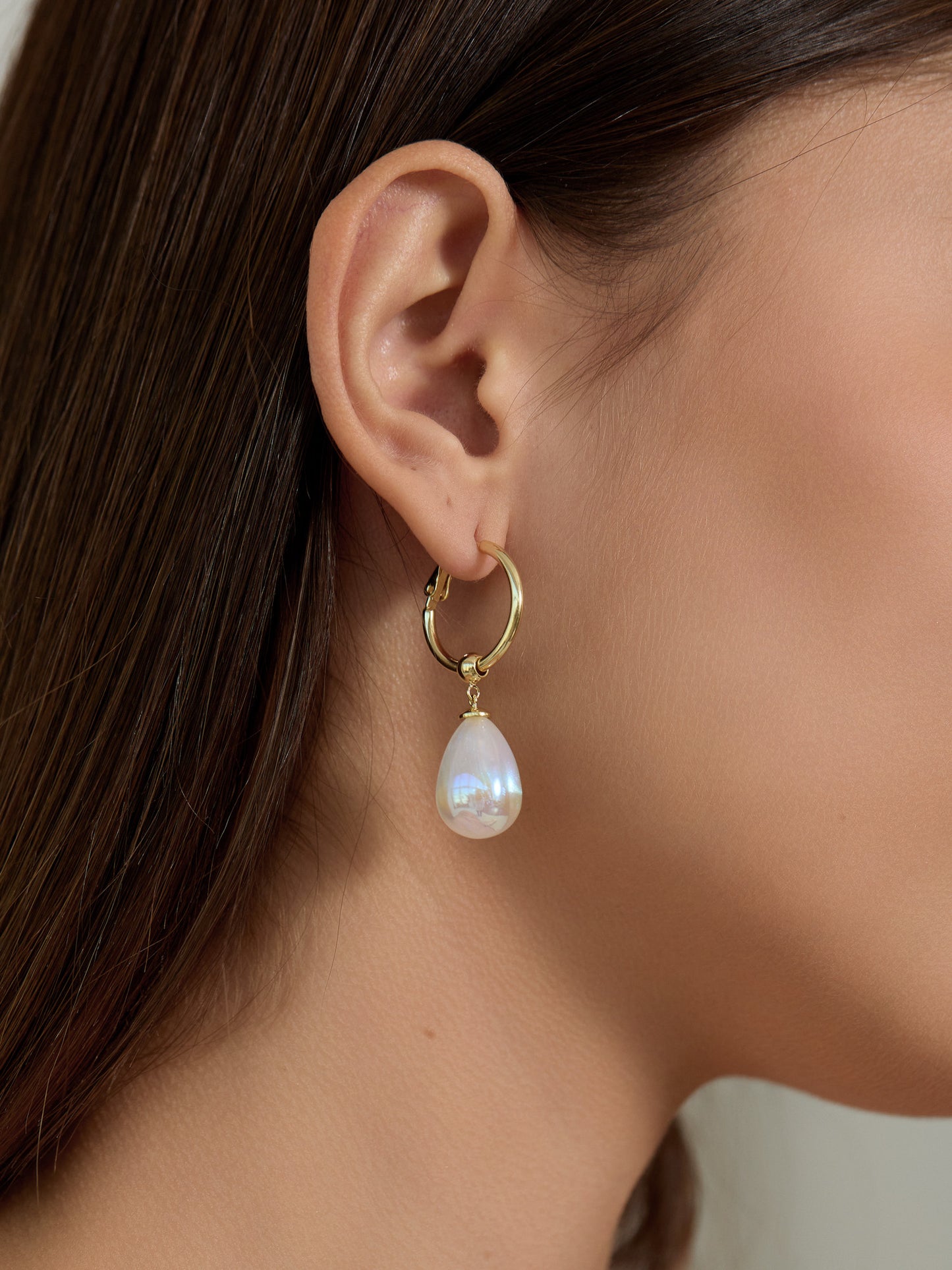 Loire Mermaid Pearl Drop Hoop Earrings