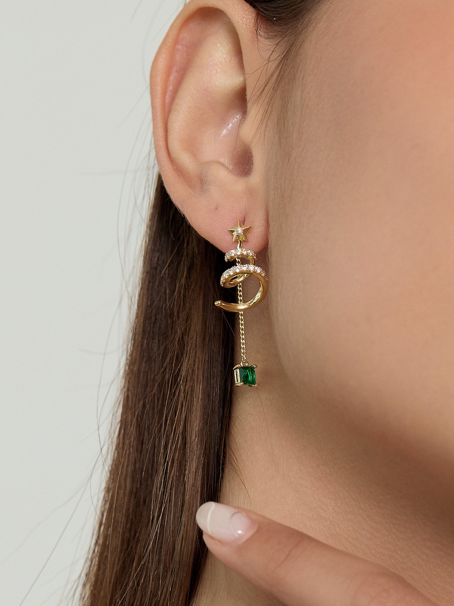 Swirl Christmas Tree Asymmetric Earrings
