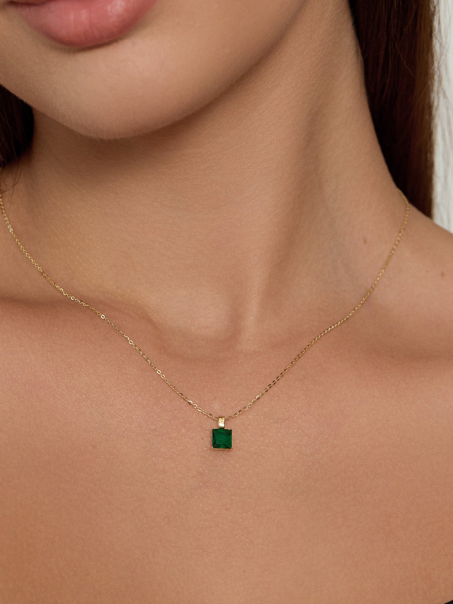 Emerald Cube Necklace
