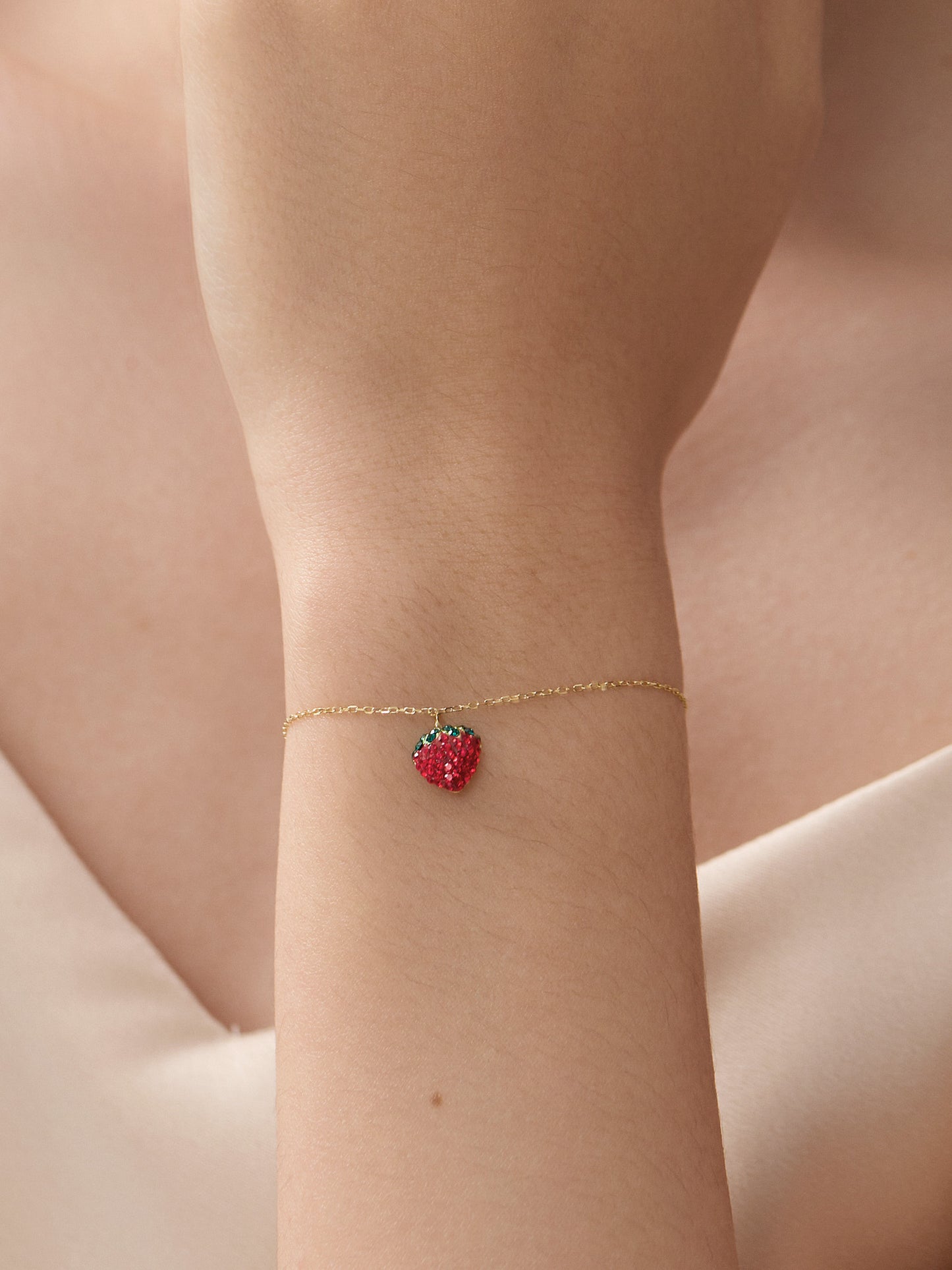 14K Gold Platted Strawberry Bracelet