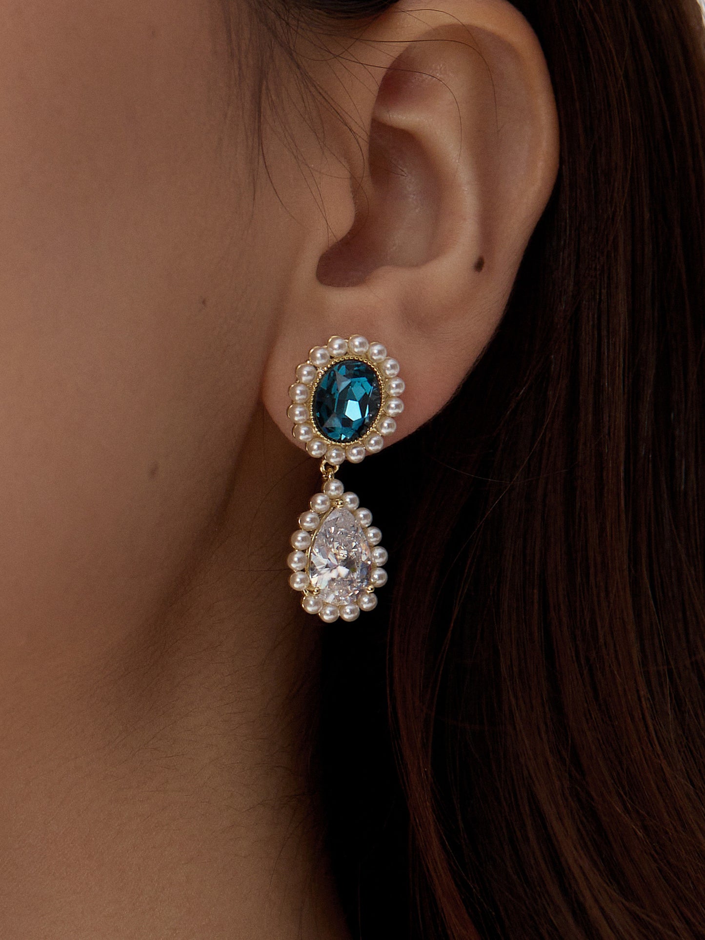 Zircon Pearl French Earrings