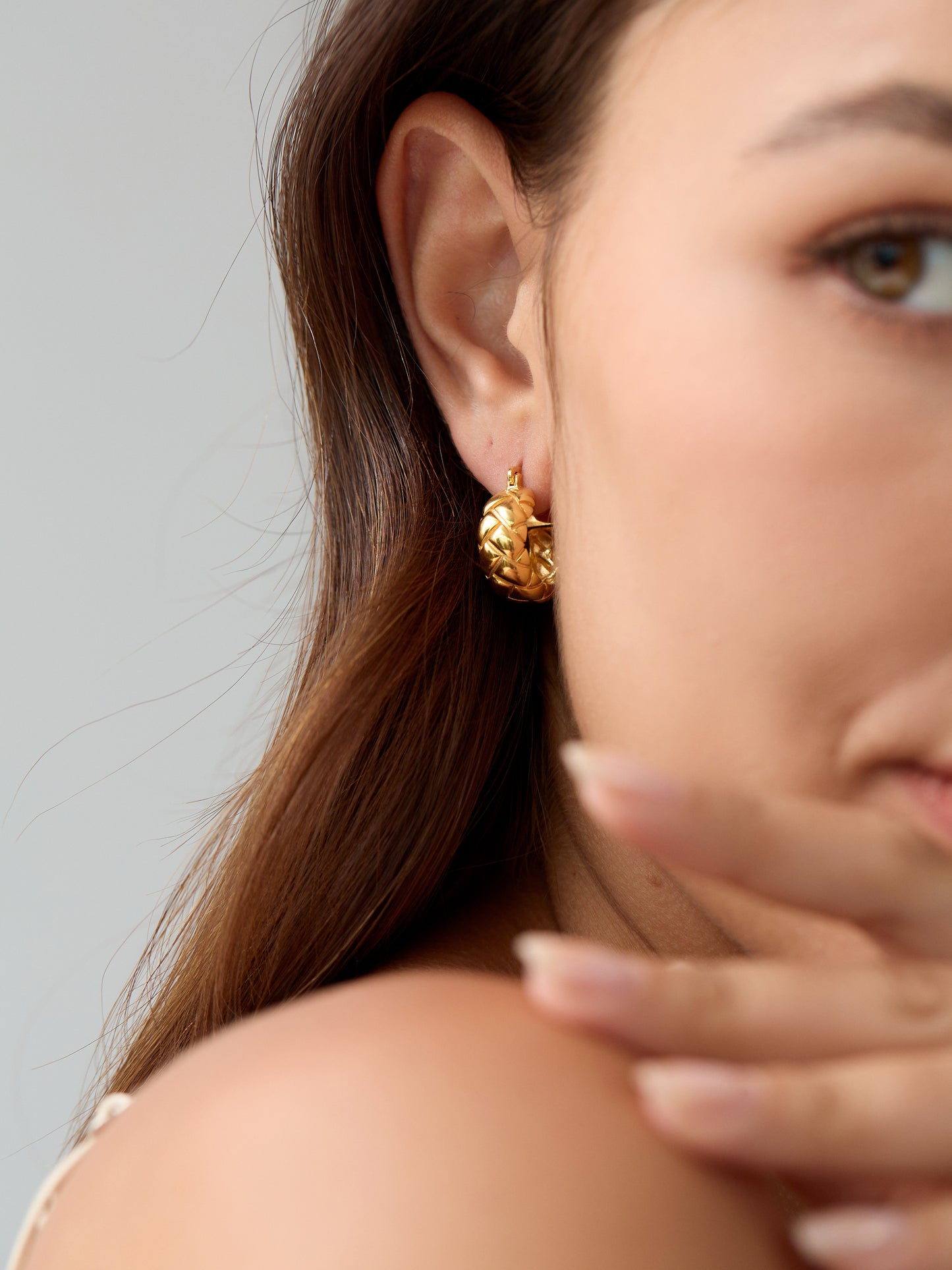 24K/White Gold Plated Silver Arch Earrings