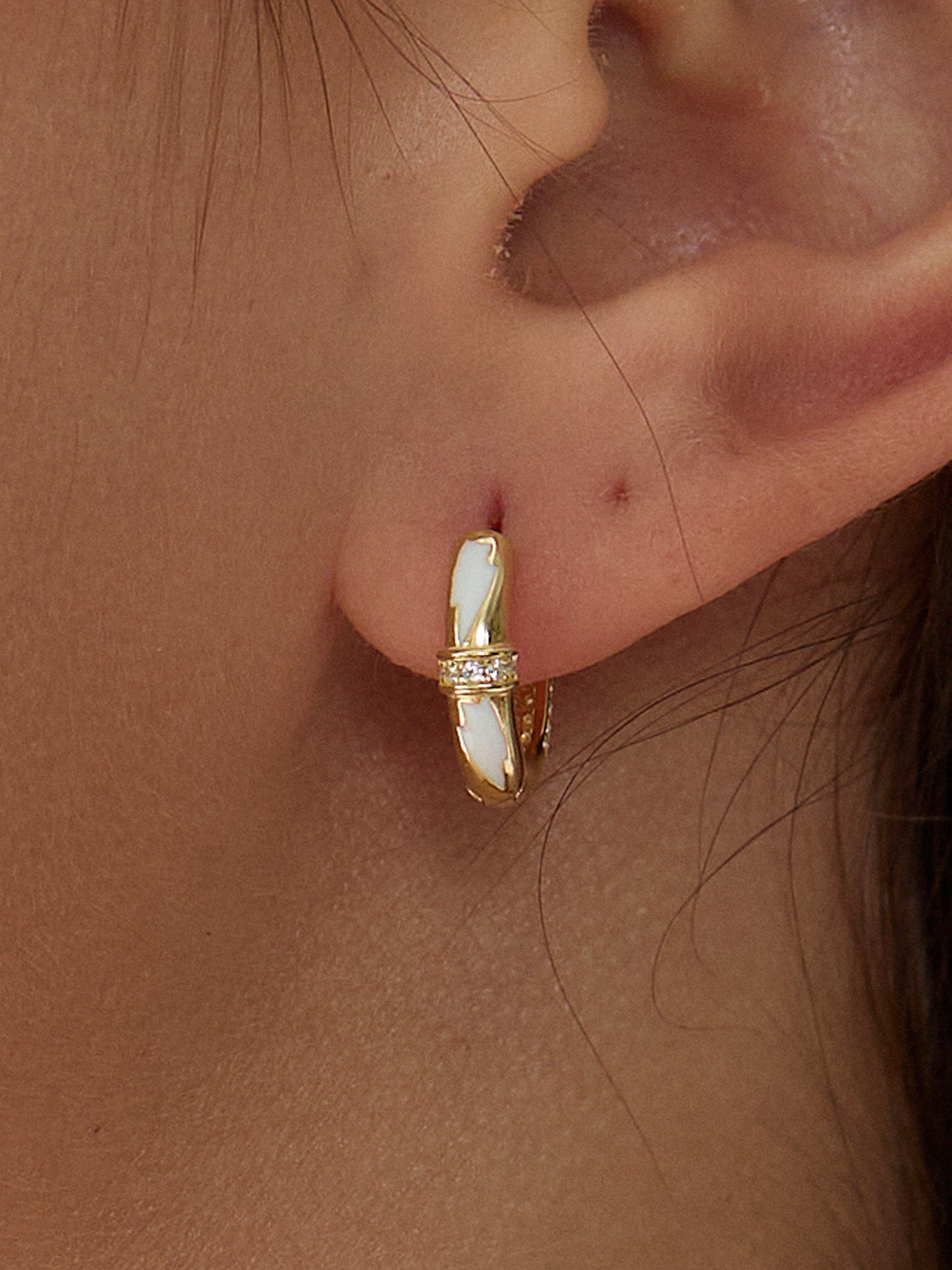 14K/White Gold Plated Flash Mini Hoops
