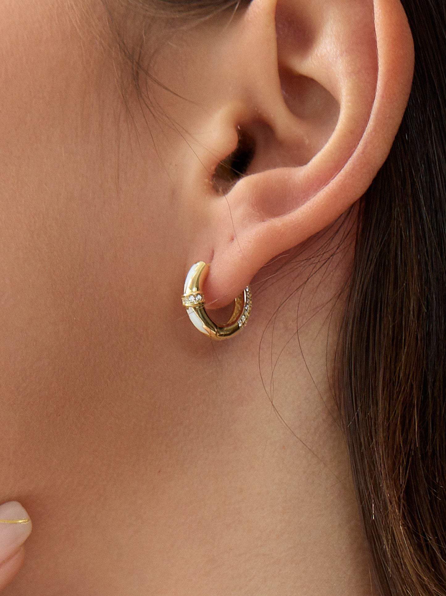 14K/White Gold Plated Flash Mini Hoops