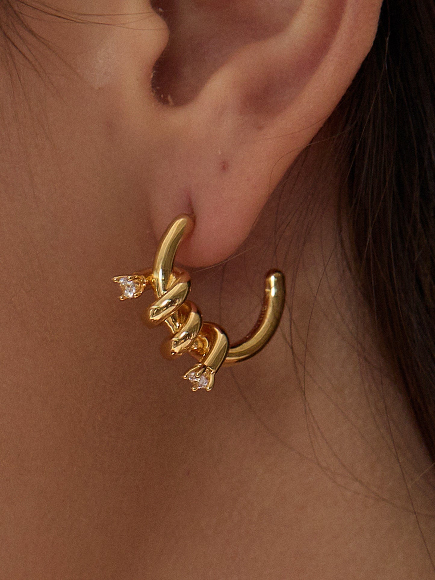 24K/White Gold Plated Silver Radiant Twist Earrings