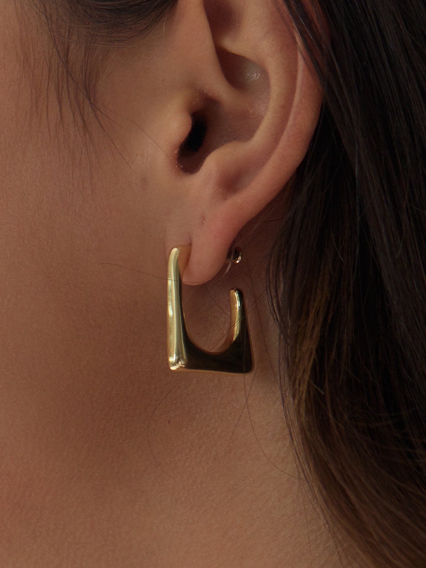 14K Gold Plated Metallic Frame Earrings