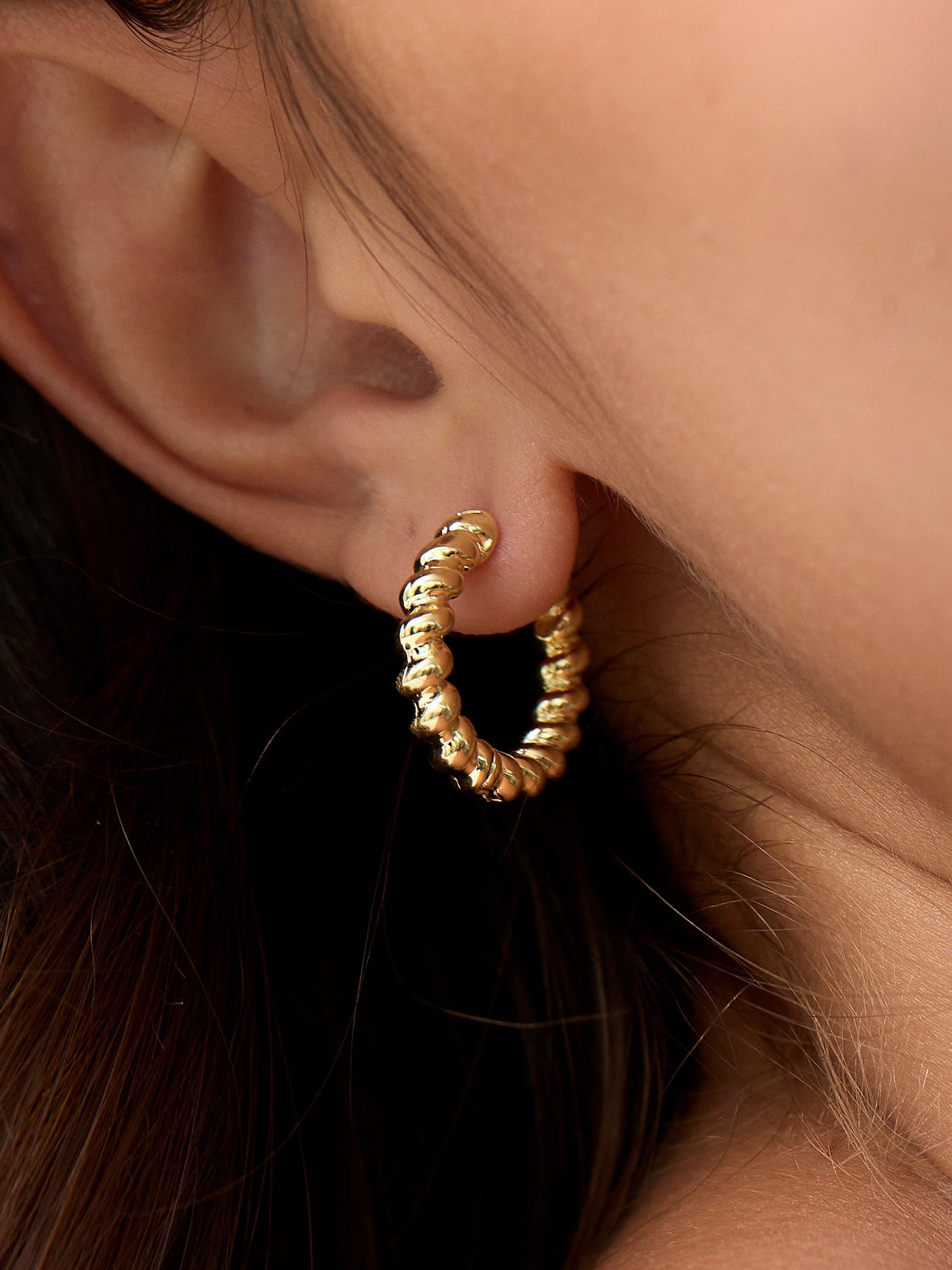 Gold Plated Frill Glamour Hoops Earrings