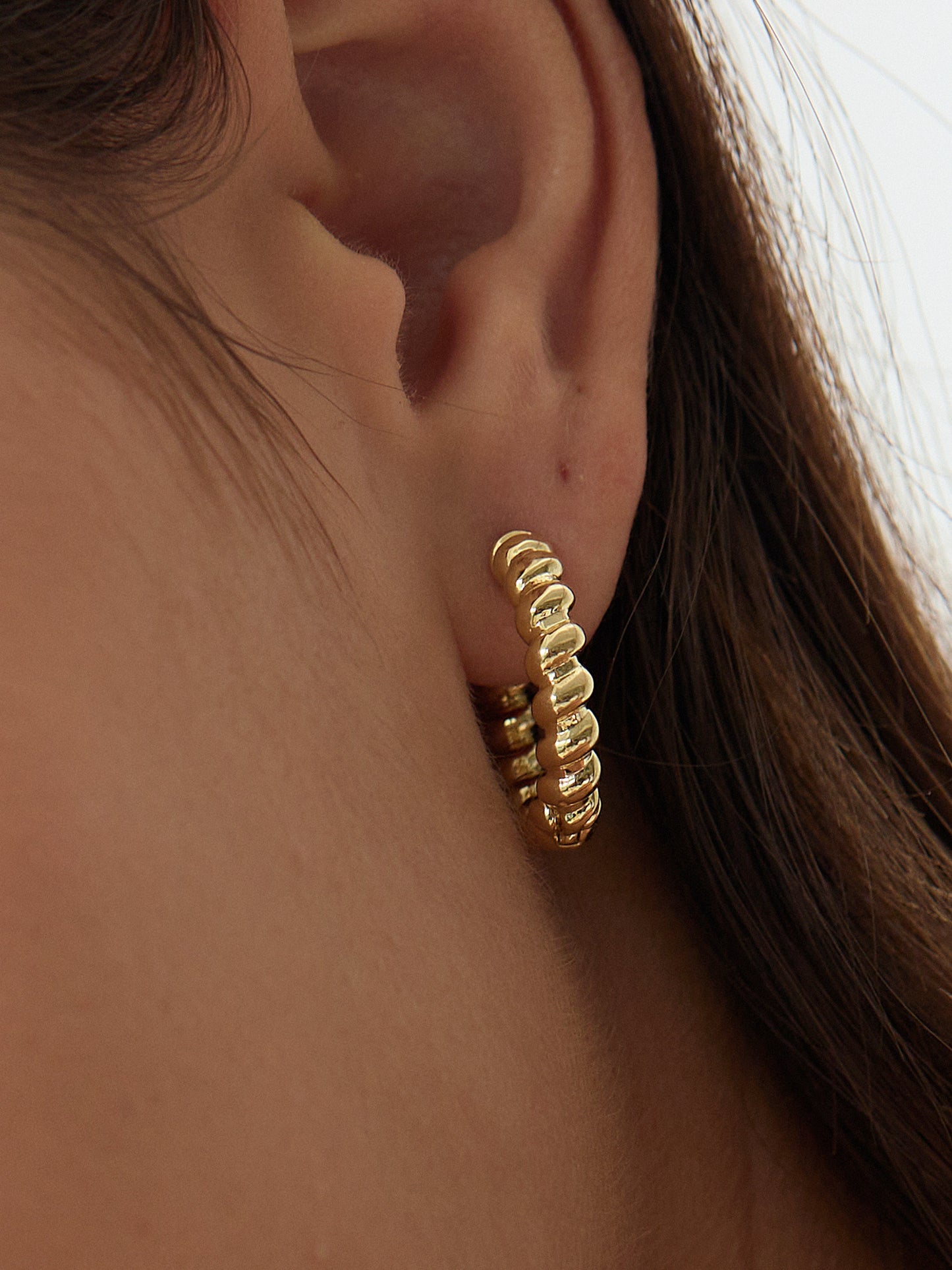 Gold Plated Frill Glamour Hoops Earrings