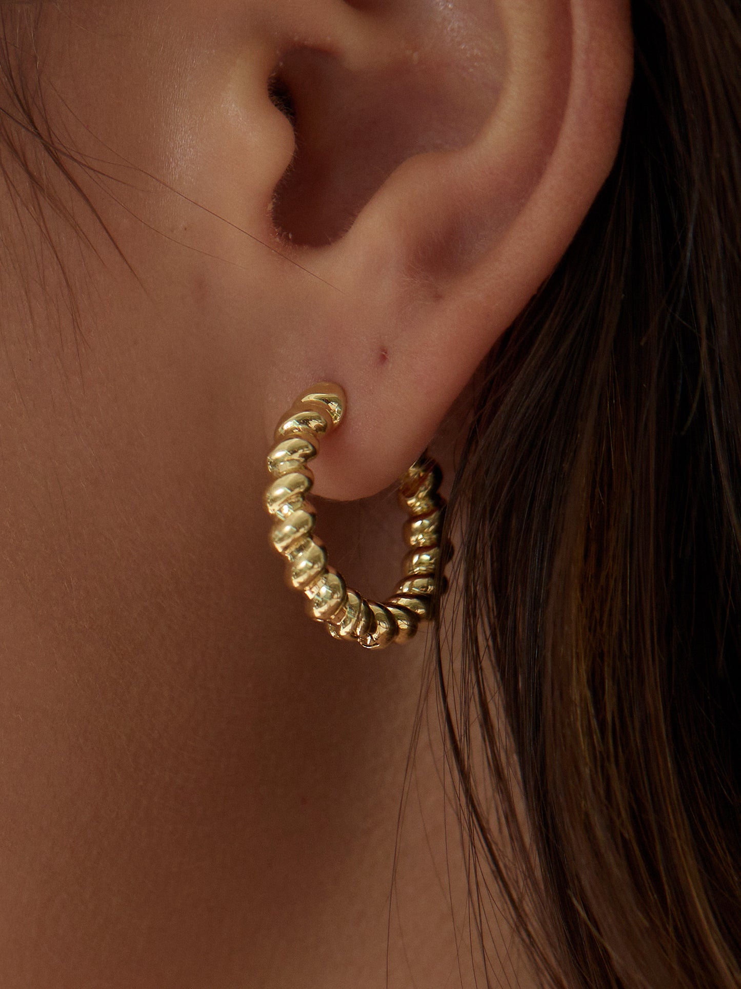 Gold Plated Frill Glamour Hoops Earrings