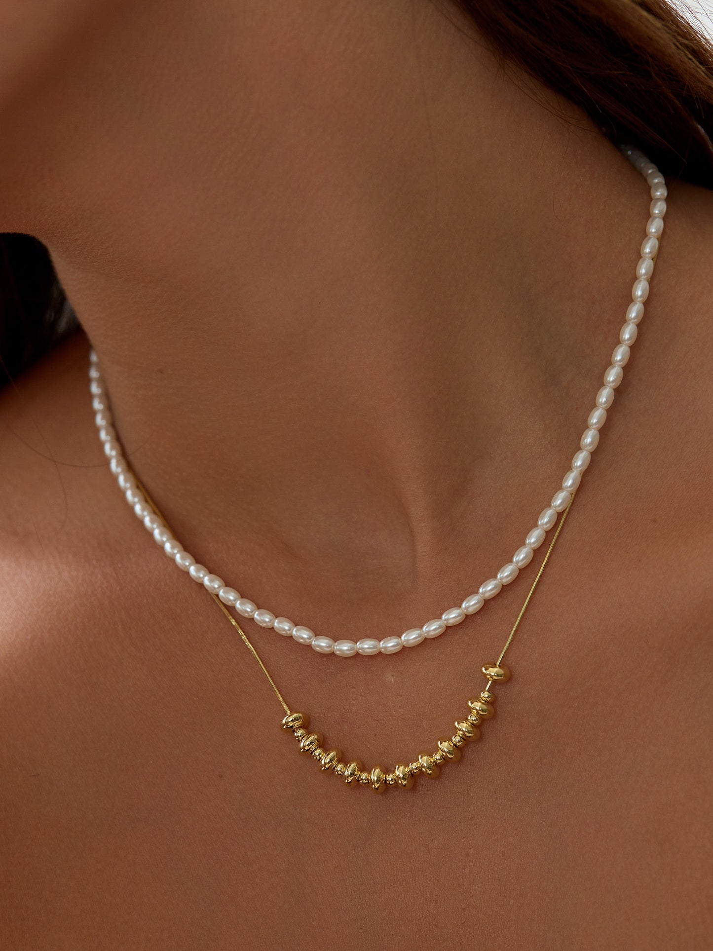 14K gold plated Poise and Pearls Necklace
