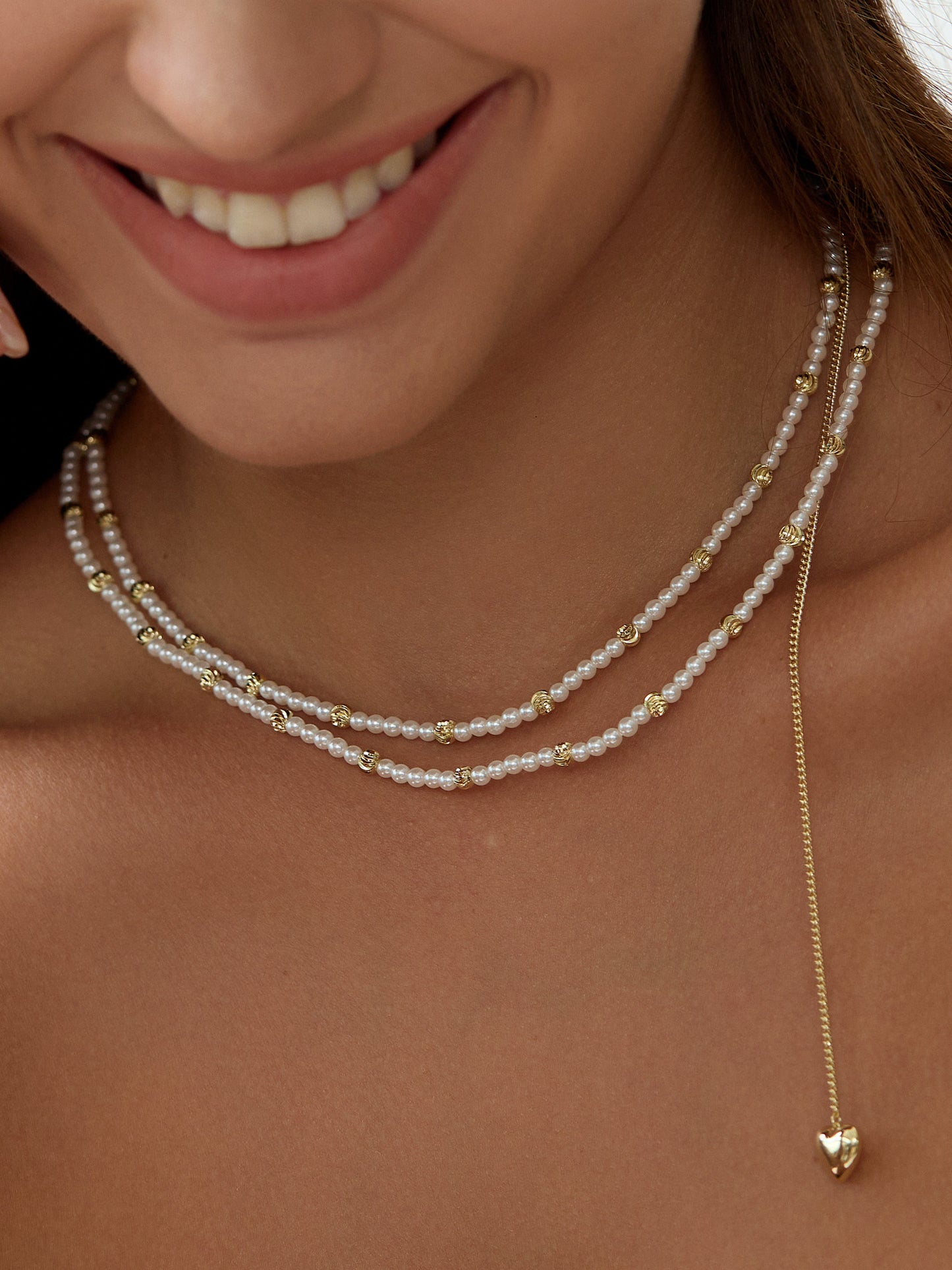 14K gold plated Poise and Pearls Necklace