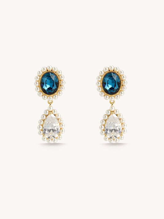 Zircon Pearl French Earrings