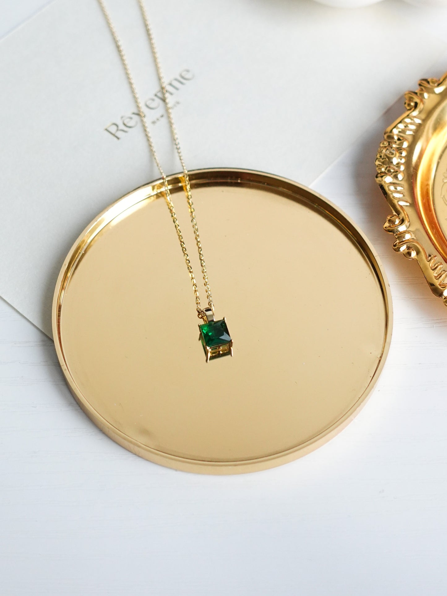 Emerald Cube Necklace