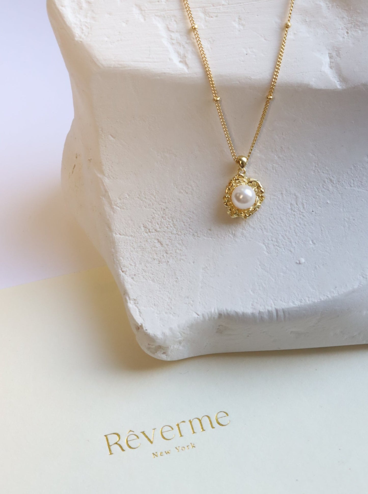 14K Gold Plated Silver Pearl Blossom Necklace