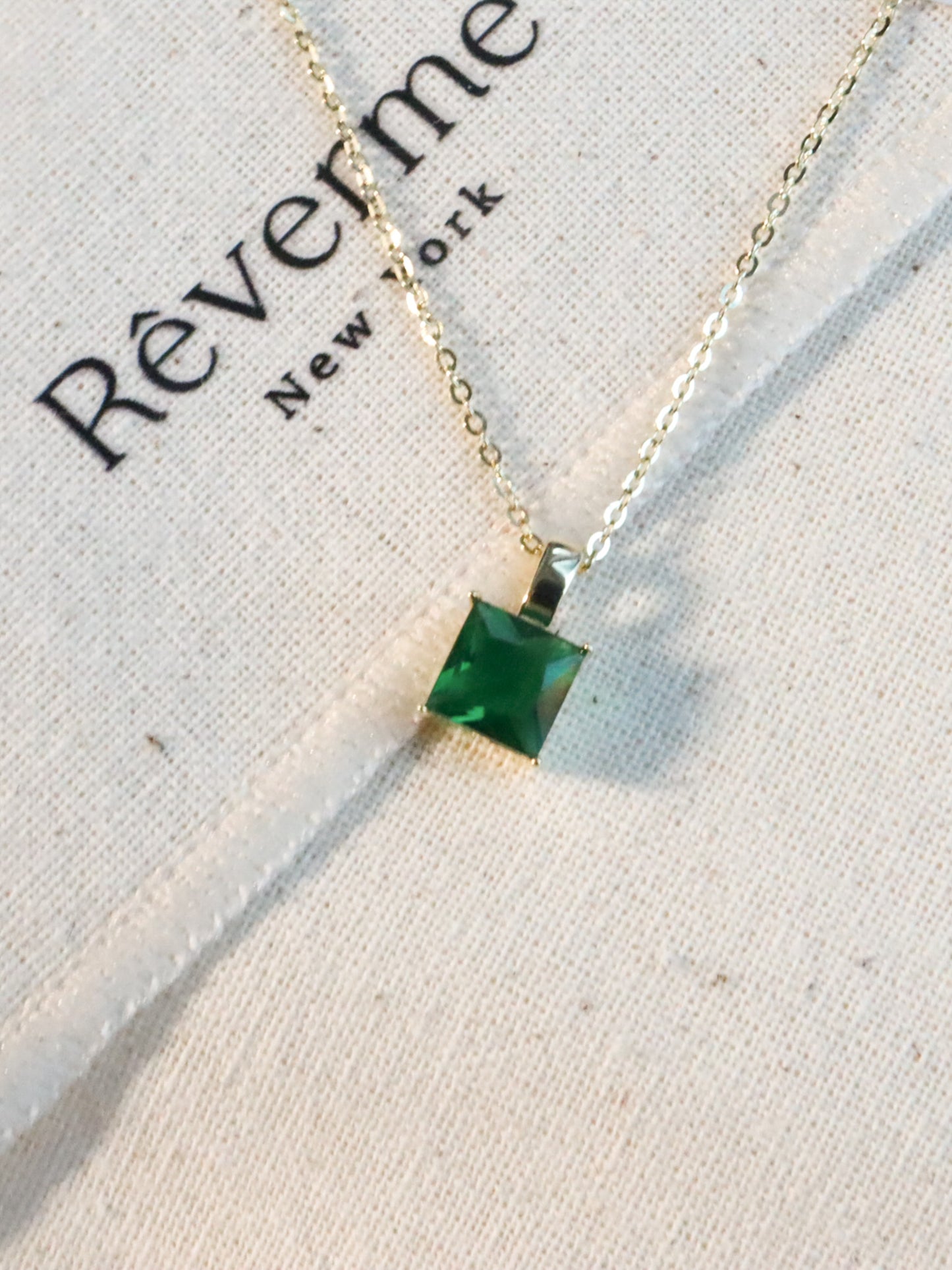 Emerald Cube Necklace