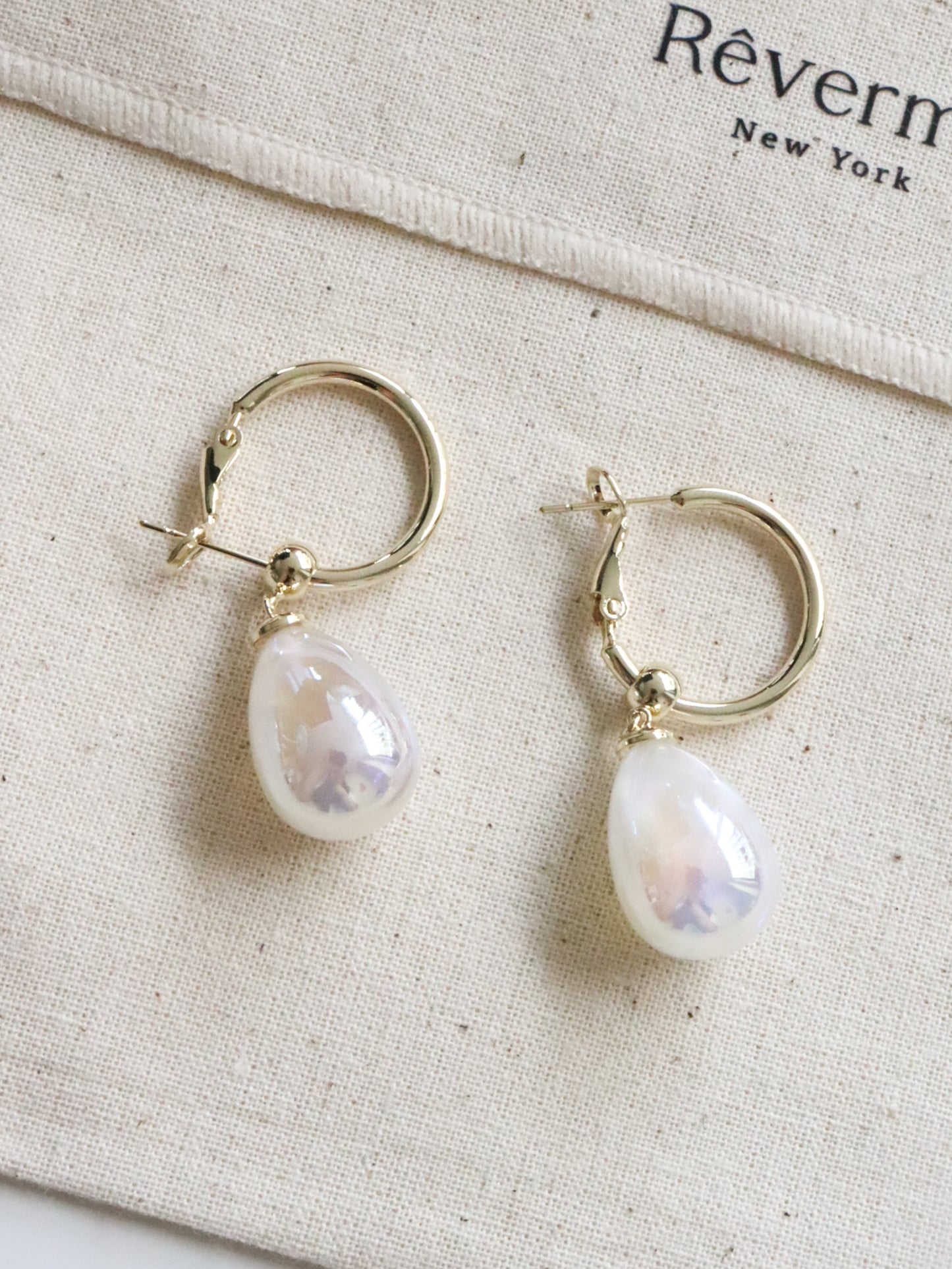 Loire Mermaid Pearl Drop Hoop Earrings