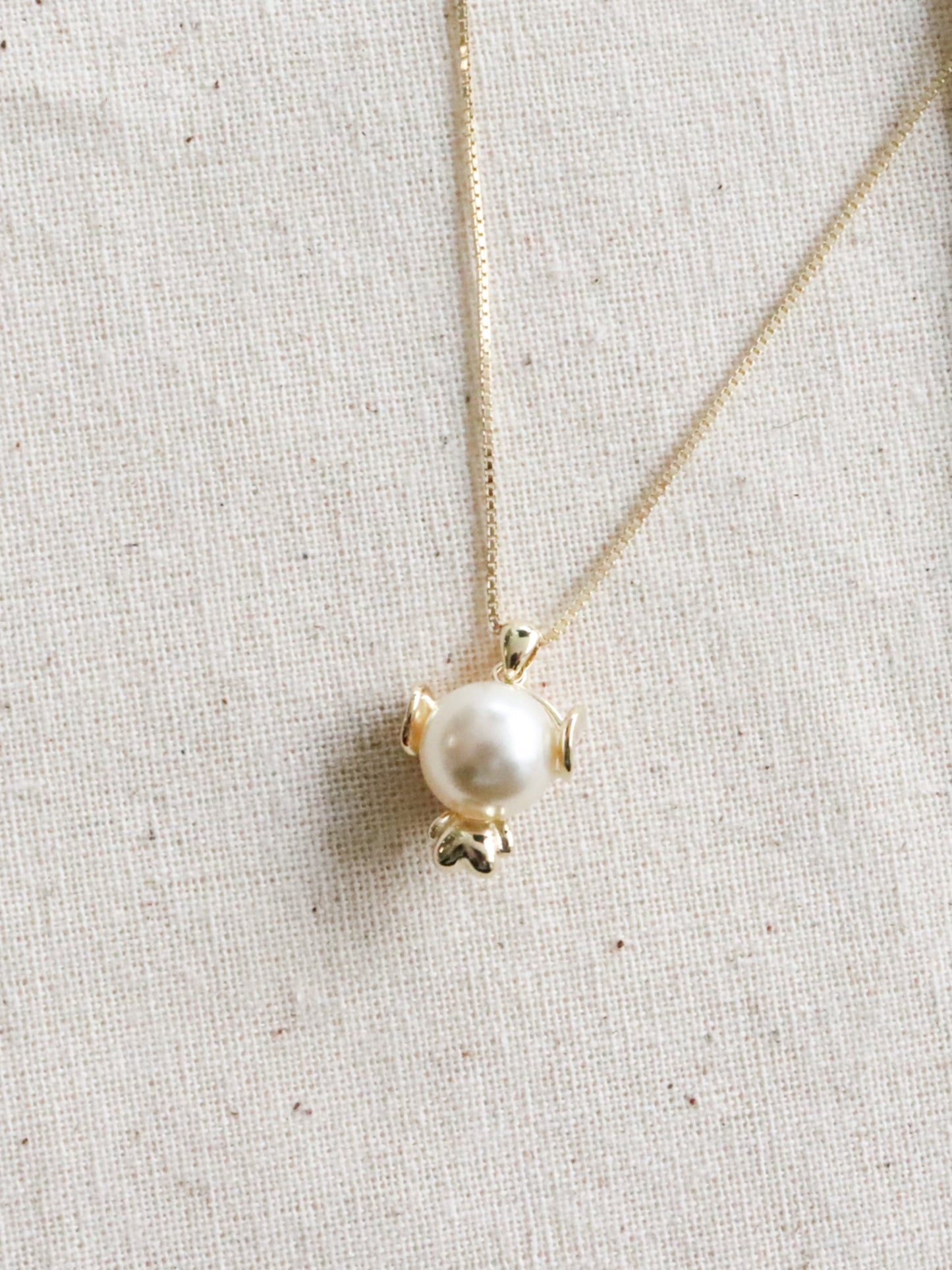 14K Gold Platted Pearl Spaceman Necklace