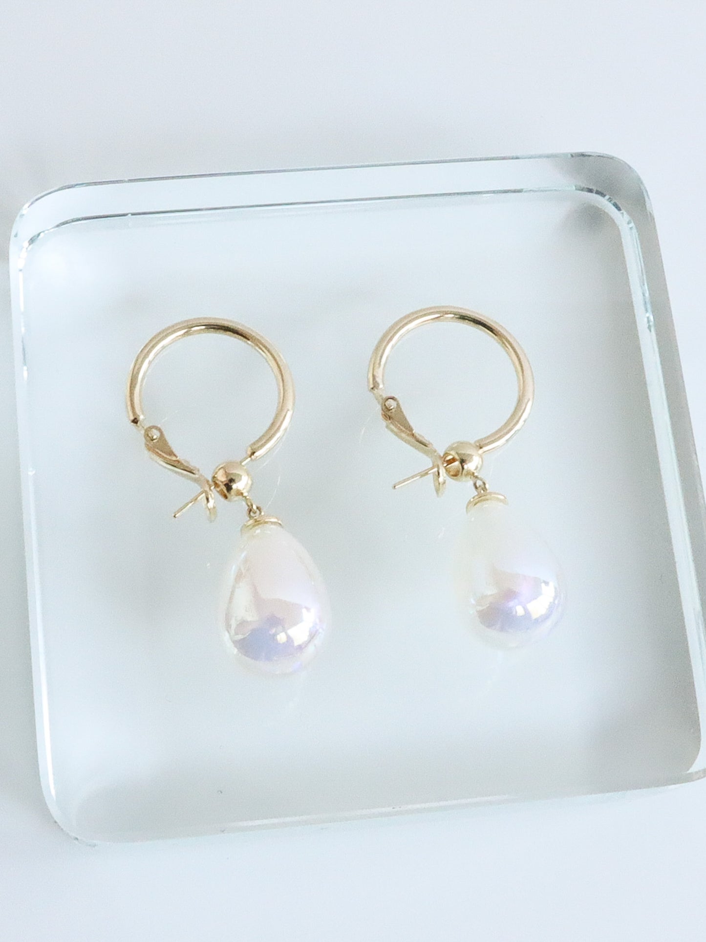 Loire Mermaid Pearl Drop Hoop Earrings