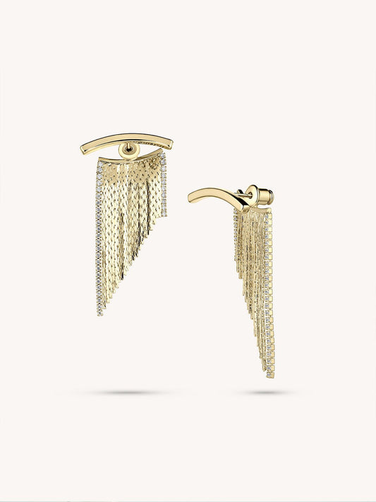 14K Gold Plated Cascade Tassel Earrings - Revermejewelry
