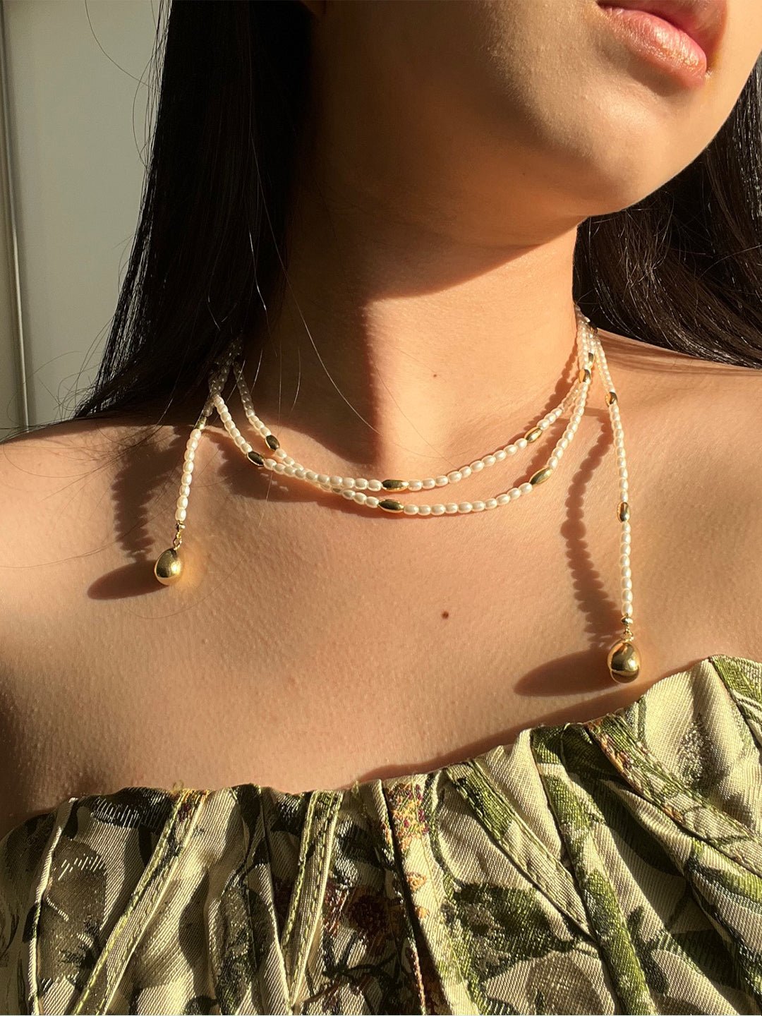 14K gold plated Lustrous Teardrop Pearl Lariat - Revermejewelry