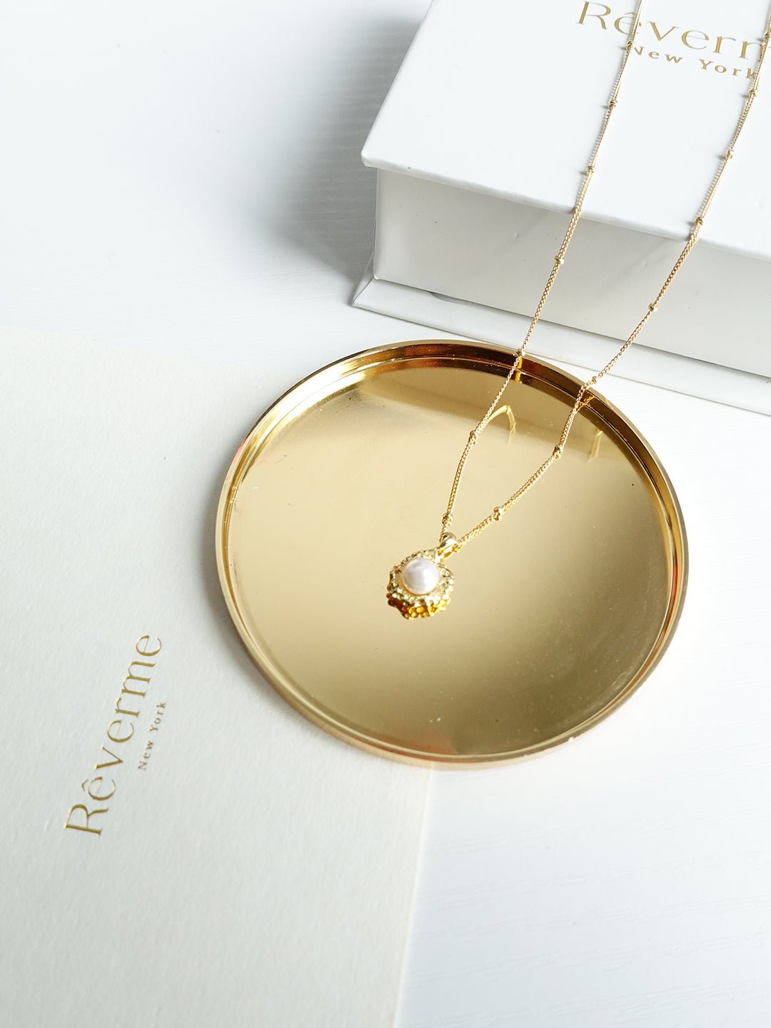 14K Gold Plated Silver Pearl Blossom Necklace - Revermejewelry