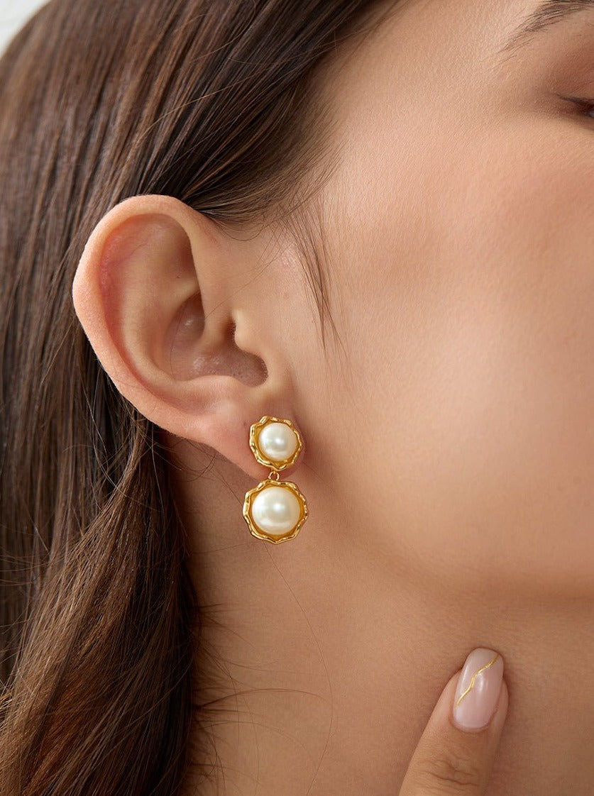 14K Gold Plated Venus Pearl Earrings - Revermejewelry