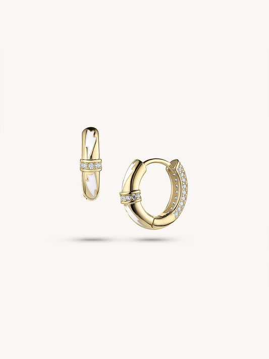 14K/White Gold Plated Flash Mini Hoops - Revermejewelry