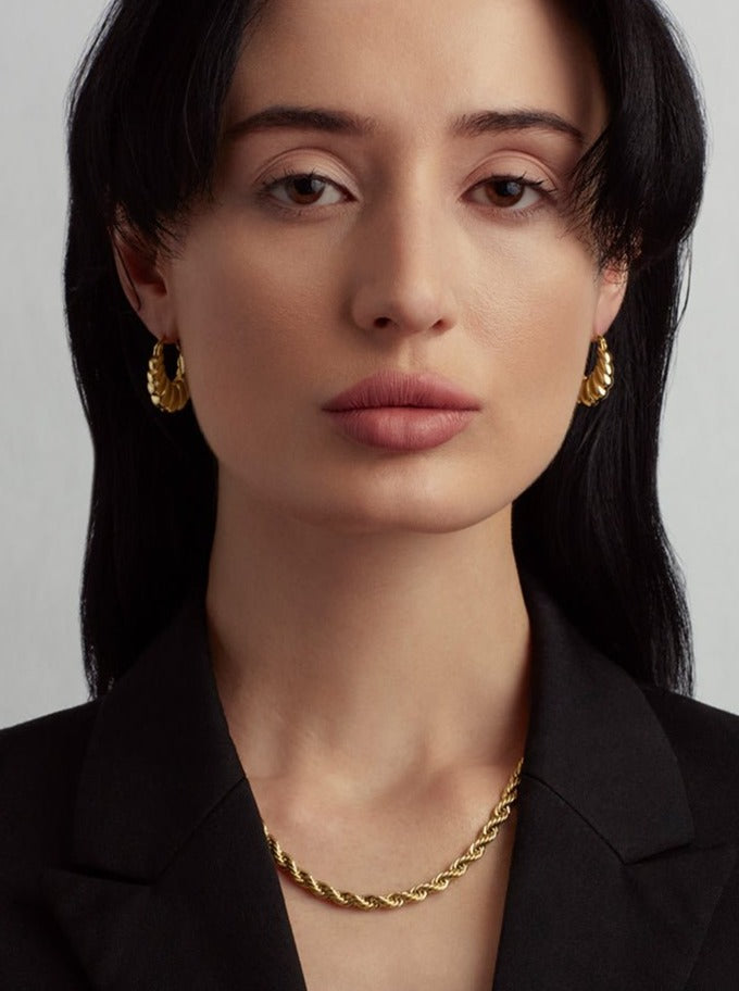 Gold Plated Classy Croissant Earrings - Revermejewelry