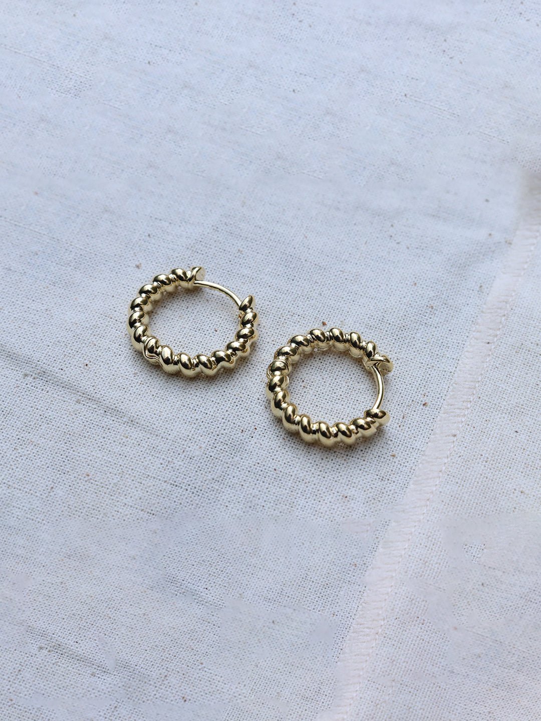 Gold Plated Frill Glamour Hoops Earrings - Revermejewelry